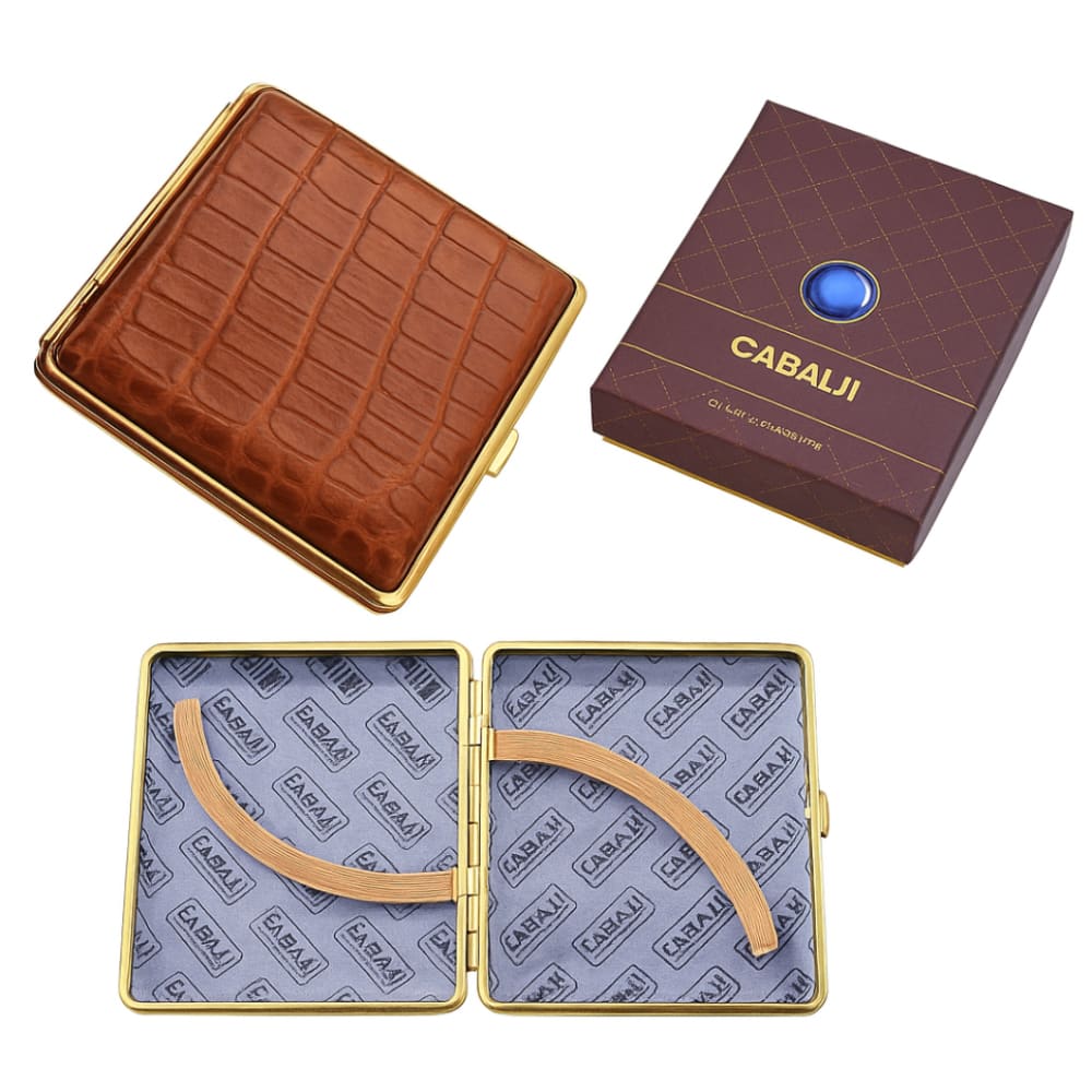 حافظة سجائر من الجلد الطبيعى متعدد الالون - بني