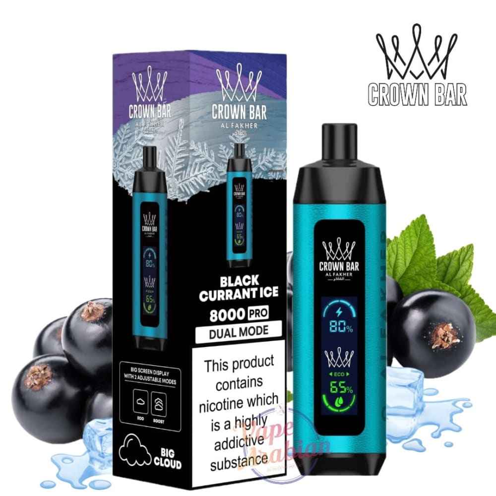 جهاز فيب شيشة كراون بار برو دول مود 8000 شفطة 5 نيكوتين عدة