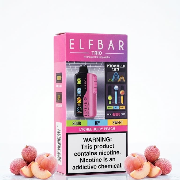 ELFBAR TRIO سحبة سيجارة الفبار 40000 شفطة 50 نيكوتين عدة