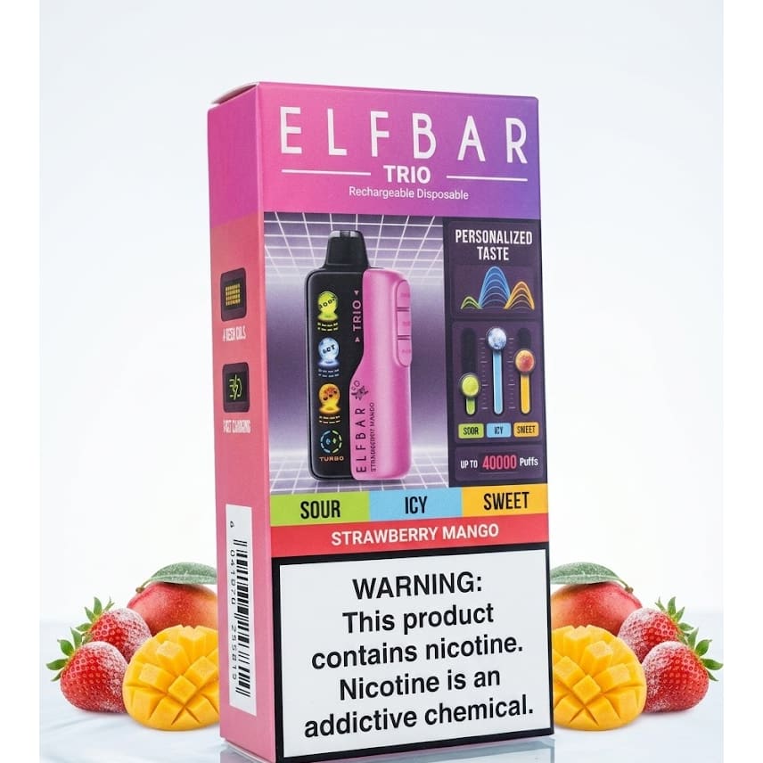 ELFBAR TRIO سحبة سيجارة الفبار 40000 شفطة 50 نيكوتين عدة