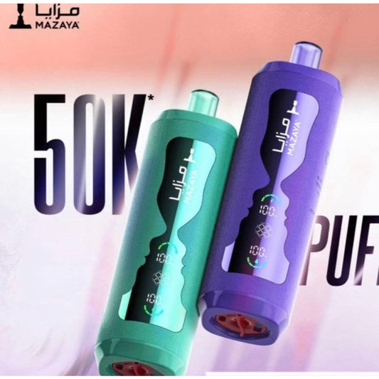 MAZAYA جهاز فيب شيشة مزايا 50000 شفطة 6 نيكوتين عدة نكهات