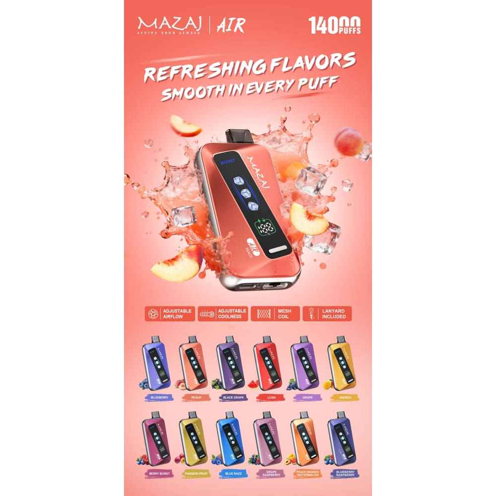 MAZAJ AIR سحبة سيجارة مزاج اير 14000 شفطة 50 نيكوتين عدة