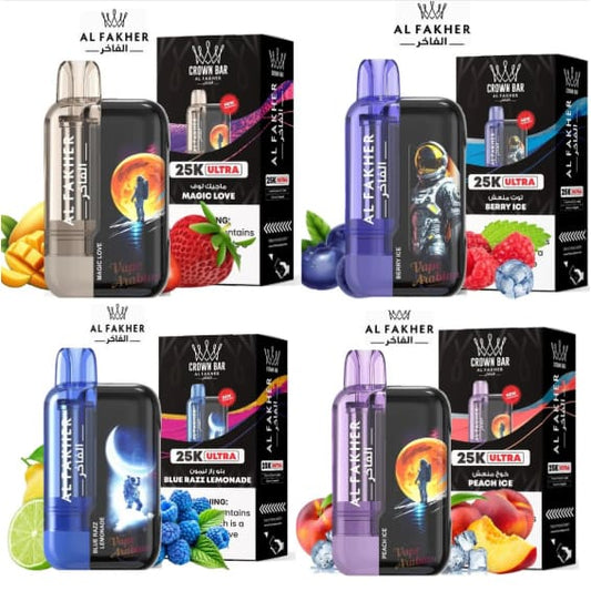 جهاز فيب شيشة كراون بار الترا 25000 شفطة 5 نيكوتين عدة
