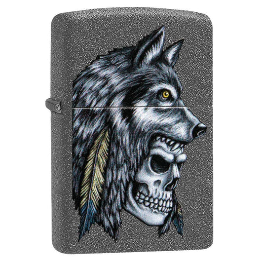 ولاعة زيبو zippo 29863 WOLF SKULL FEATHER DESIGN