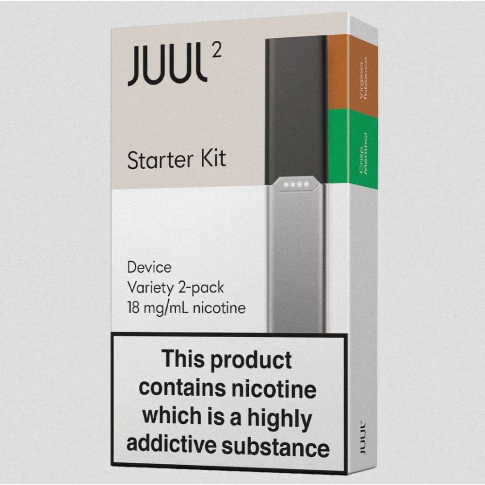 JUUL 2 جهاز سحبة سيجارة جول مع 2 بودات الاصدار الثاني سلفر
